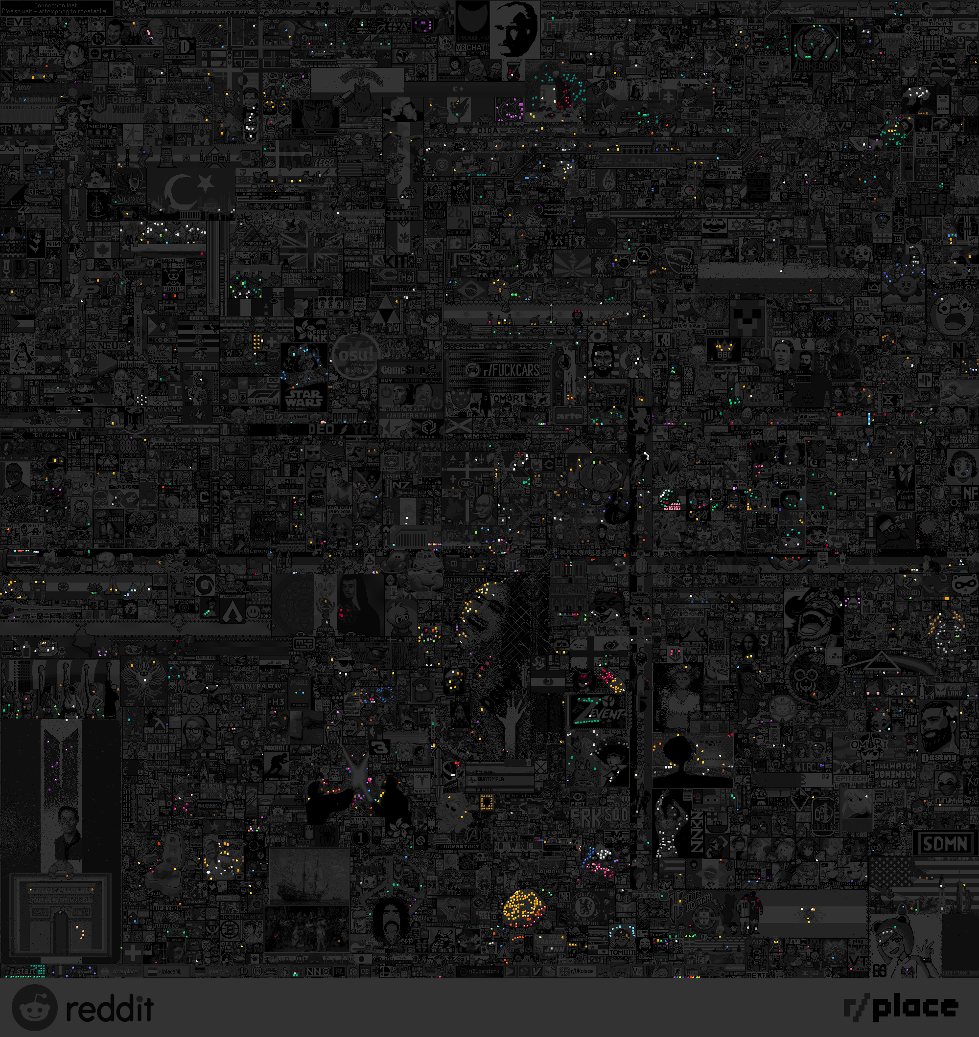 Hidden low-activity patterns across the canvas